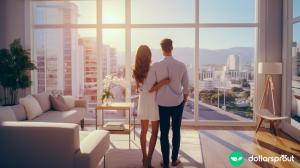 A young couple tours a condo in Miami as a potential investment property.